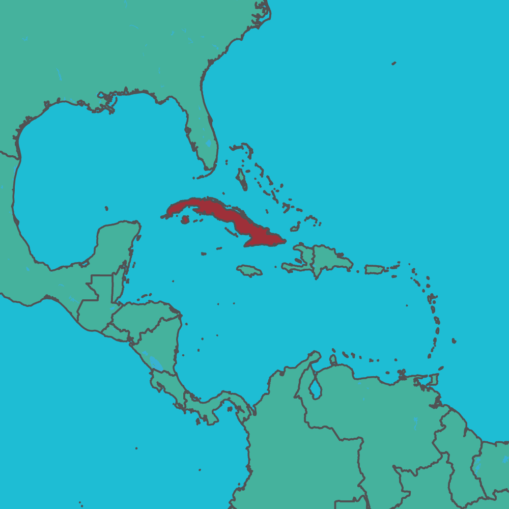 map of Cuba in Central America