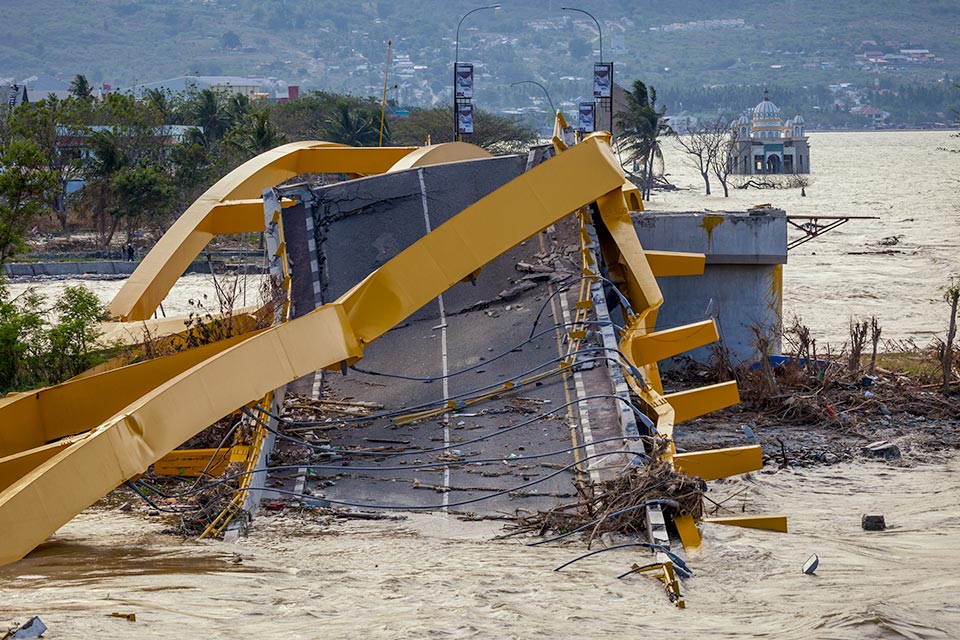 Bridge Palu, after Indonesia quake and tsunami