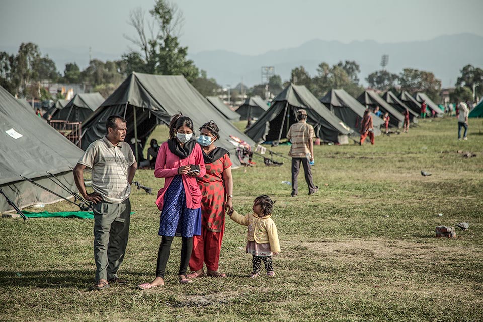 Survivor camp after Nepal earthquakwe