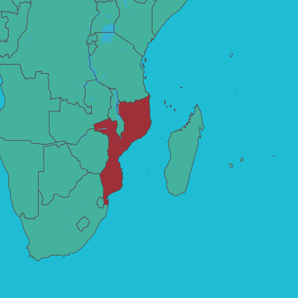 map of Mozambique in Africa