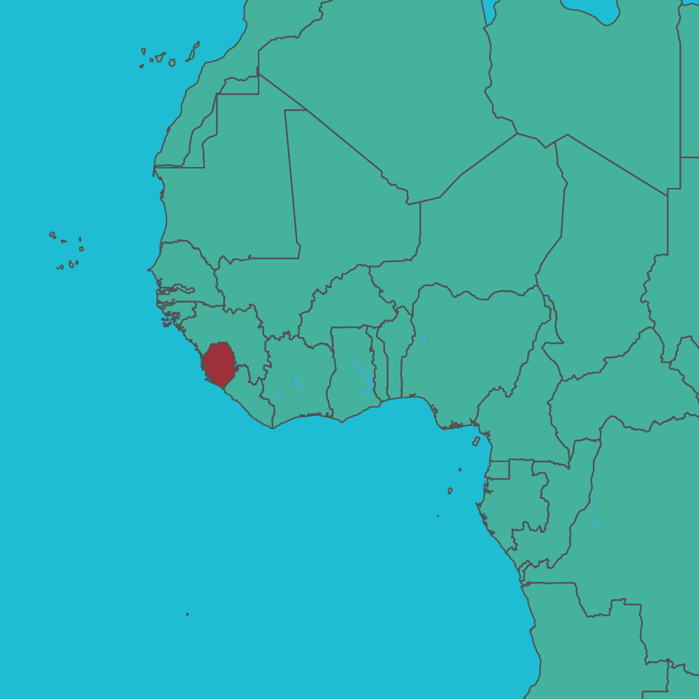 map of Sierra Leone in West Africa