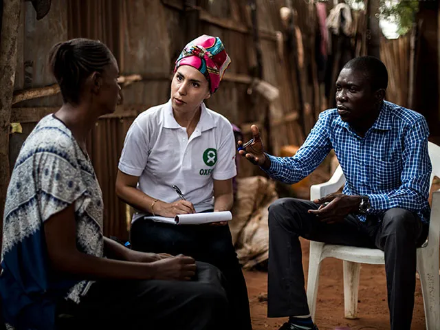 Interviewing displaced persons in Kasai, DRC