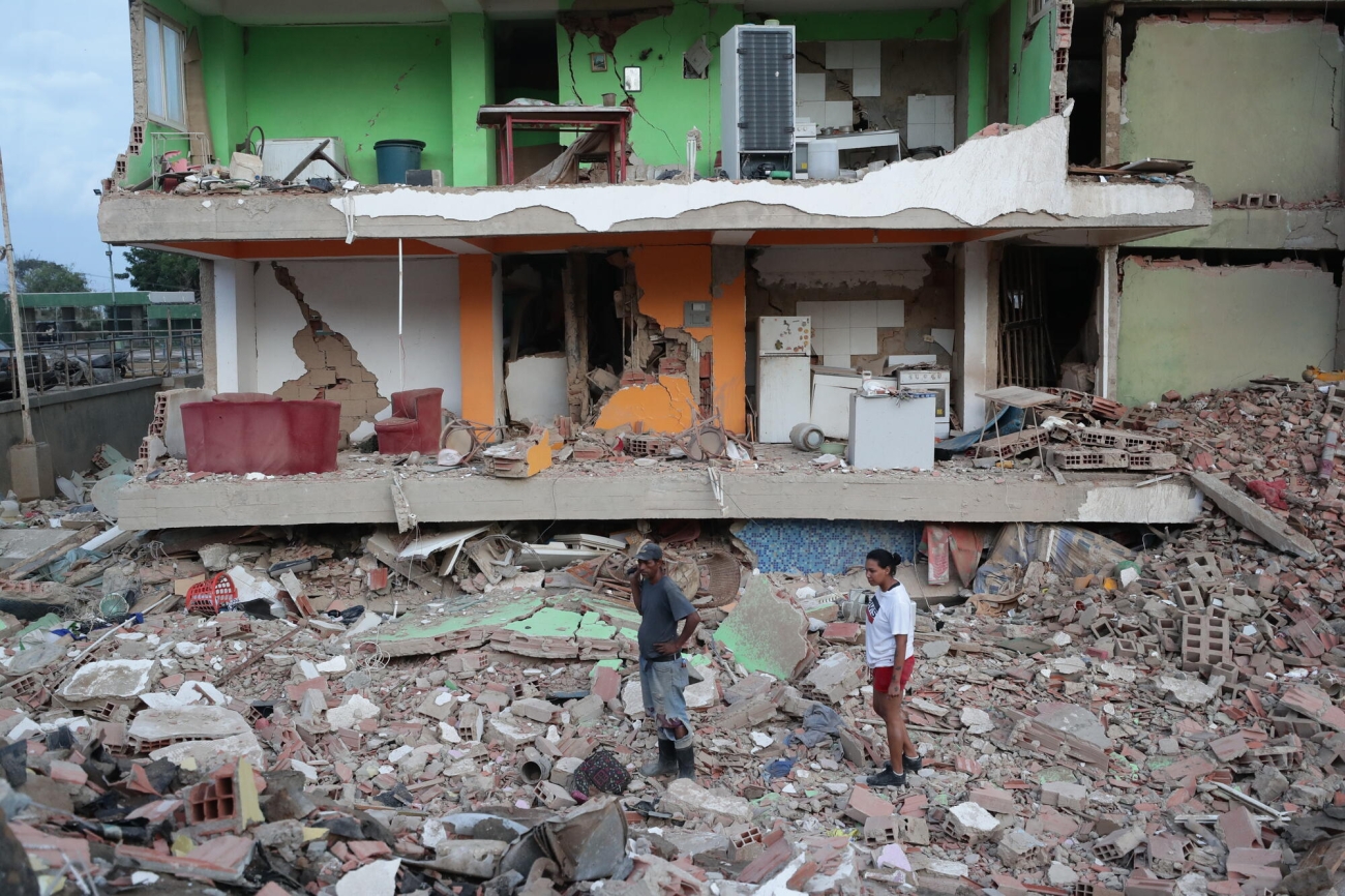 A building reduced to rubble